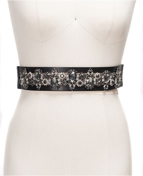 INC Rhinestone Stretch belt, Black/Silver - Machann.com