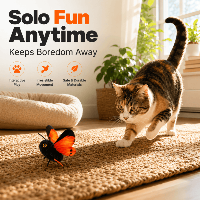 Interactive Automatic Butterfly Teaser for Indoor Cats Fursera