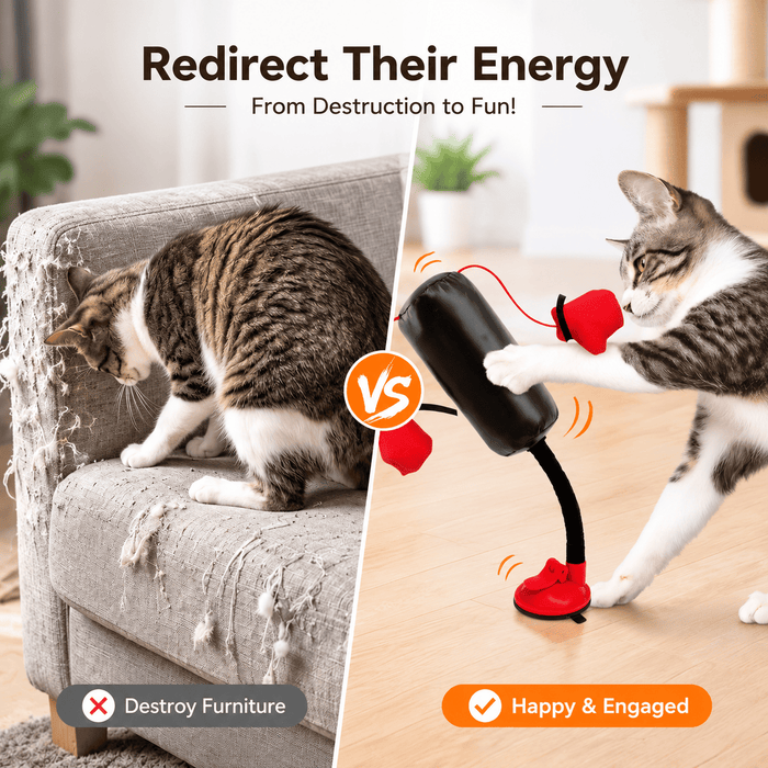 Interactive Cat Boxing Toy – Suction Cup Self-Play Punching Toy for Cats Fursera