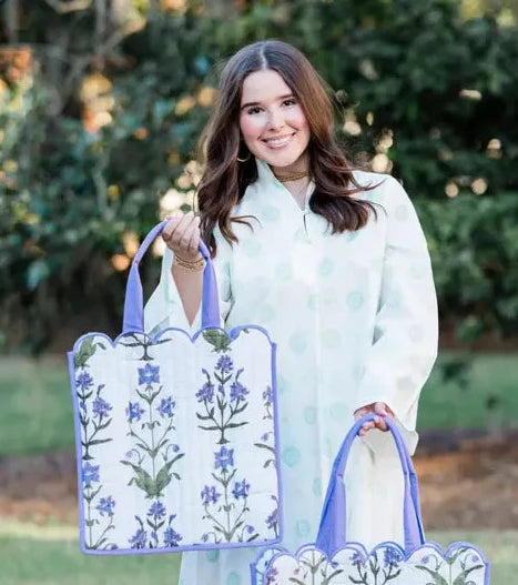 Iris Lavende Luxe Quilted Scalloped Tote Bag