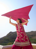 Jivara Bemberg Satin Fuchsia Kurta With Farshi Salwar