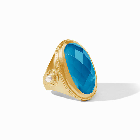 Julie Vos Gold Cannes Statement Ring -Iridescent London Blue
