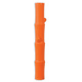 The JW Pet JW Bamboo Stick is an orange, cylindrical rubber dog toy with segmented sections and small protrusions for treat stuffing, designed to resemble bamboo, shown against a white background.