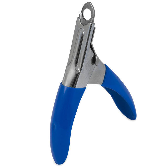 The JW Gripsoft Pet Nail Trimmer by JW Pet features an ergonomic handle and a metal guillotine-style blade, ensuring safe and easy trimming of your pet's nails.