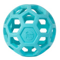 The JW Hol-ee Dog Toy Bundle Large by JW Pet is a light blue natural rubber dog toy with a hexagonal open lattice design and a small JW logo on one panel.