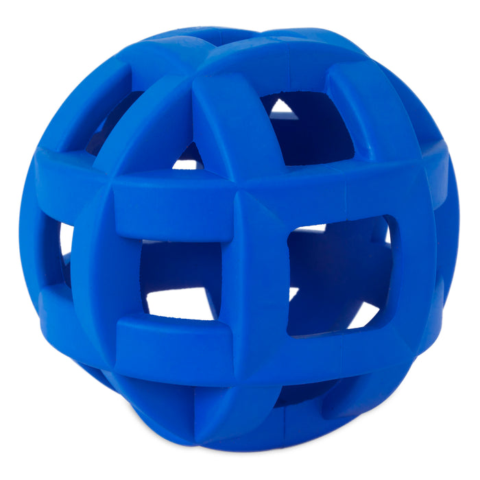 The JW Hol-ee Roller X Dog Toy by JW Pet features a blue rubber lattice design—ideal for tough chewers. Its interactive, puzzle-like shape makes it a durable, boredom-busting toy for your dog.