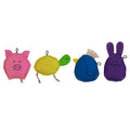The JW Meet the Famil-ee Catnip Cat Toy Combo by JW Pet features four colorful, flat animal toys—pig, turtle, bird, and rabbit—each filled with organic catnip and finished with stitched details for irresistible feline fun.