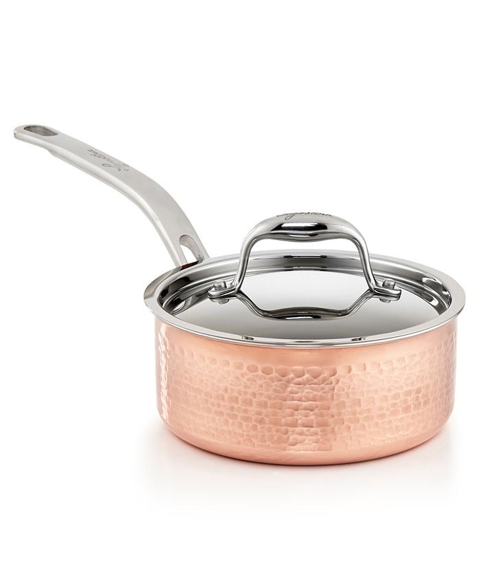Lagostina Martellata Tri-ply Copper 2-Qt. Saucepan With Lid