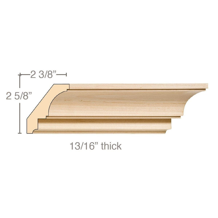 Large Traditional Cove Crown, 3 1/2w'' x 13/16d'' x 8' length, Resin is priced per foot Carved Mouldings White River Hardwoods