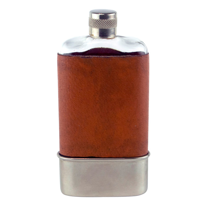 Vintage Leather & Glass Flask With Removable Cup | The Hour