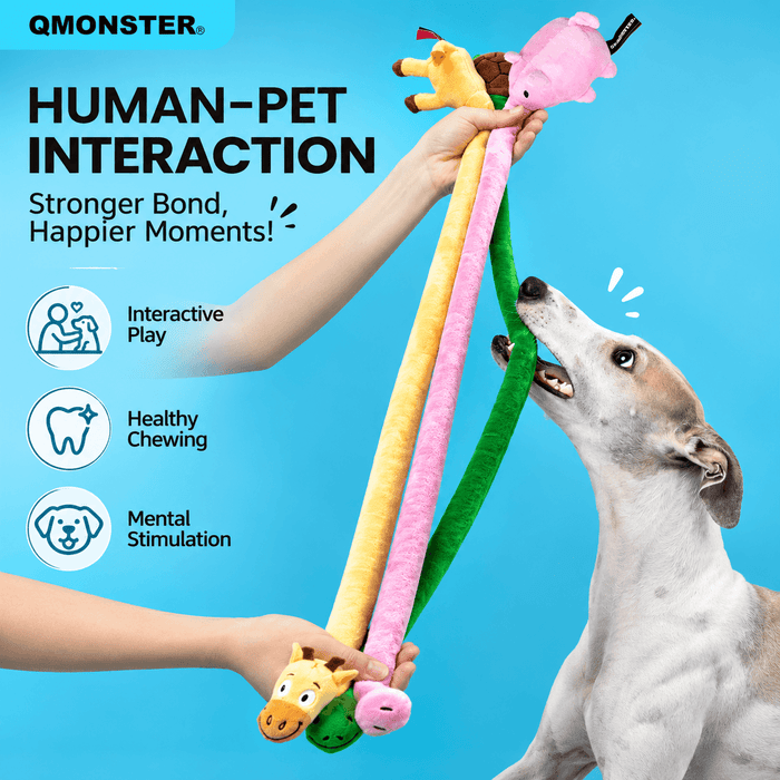 Long Plush Squeaky Dog Toy – Durable Interactive Tug-of-War Chew Toy Fursera