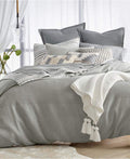 Lucky Brand Waffle Stripe 3-Pc Full/Queen Duvet Cover Set, Medium Gray