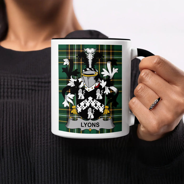 Lyons Irish heritage mug with black handle and interior