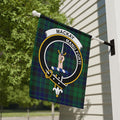 MacKay clan crest tartan garden flag with raised hand and Manu Forti motto