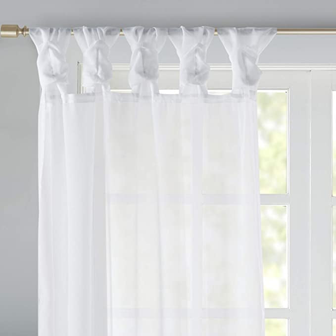 Madison Park Ceres 50”x 95” Twisted Tab Top Sheer Curtain Set, White
