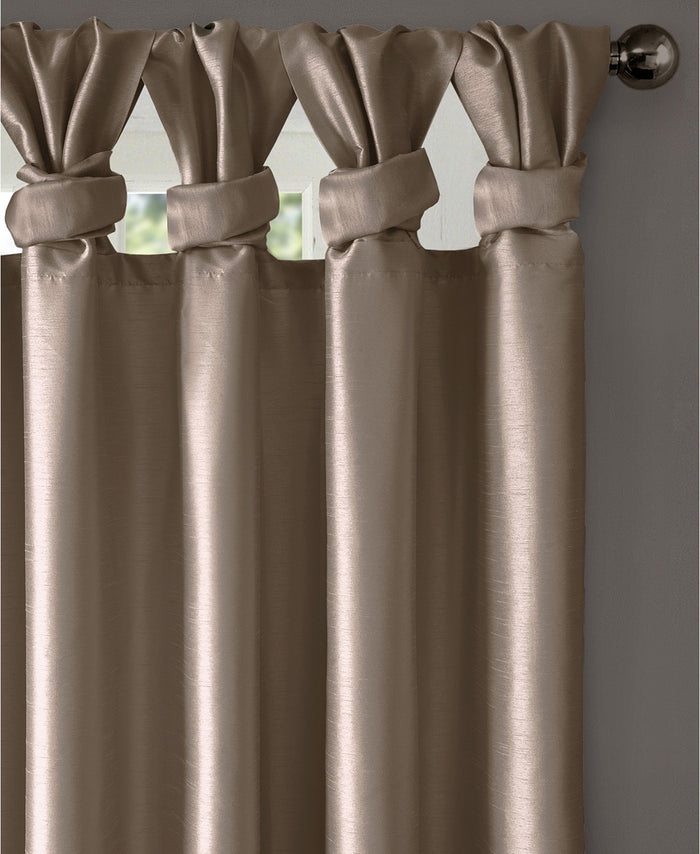 Madison Park Emilia 50” x 95” Lined Faux-Silk Twisted Tab Window Panel, Pewter