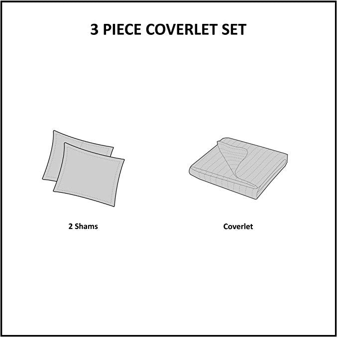 Madison Park Harper Faux Velvet 3-pc Quilted Full/Queen Coverlet Set, Natural - Machann.com