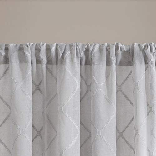 Madison Park Irina Diamond Sheer Window Panel Grey 50”x95” - Machann.com