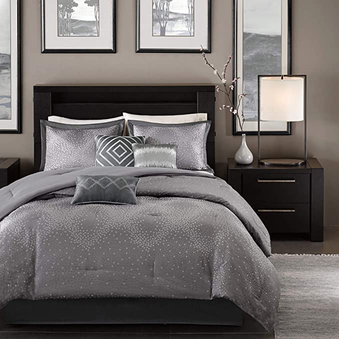 Madison Park Quinn 6-Pc. Full/Queen Duvet Cover Set ,Grey