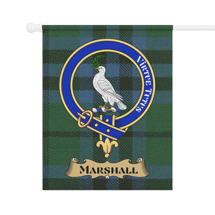 Marshall clan crest tartan garden flag — full view