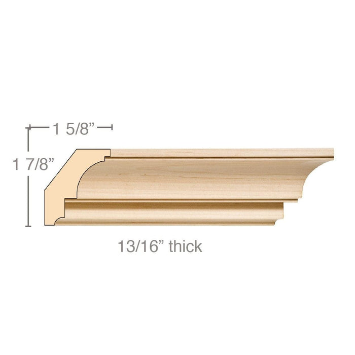 Medium Traditional Cove Crown, 2 1/2''w x 13/16''d x 8' length, Resin is priced per 8' length Carved Mouldings White River Hardwoods