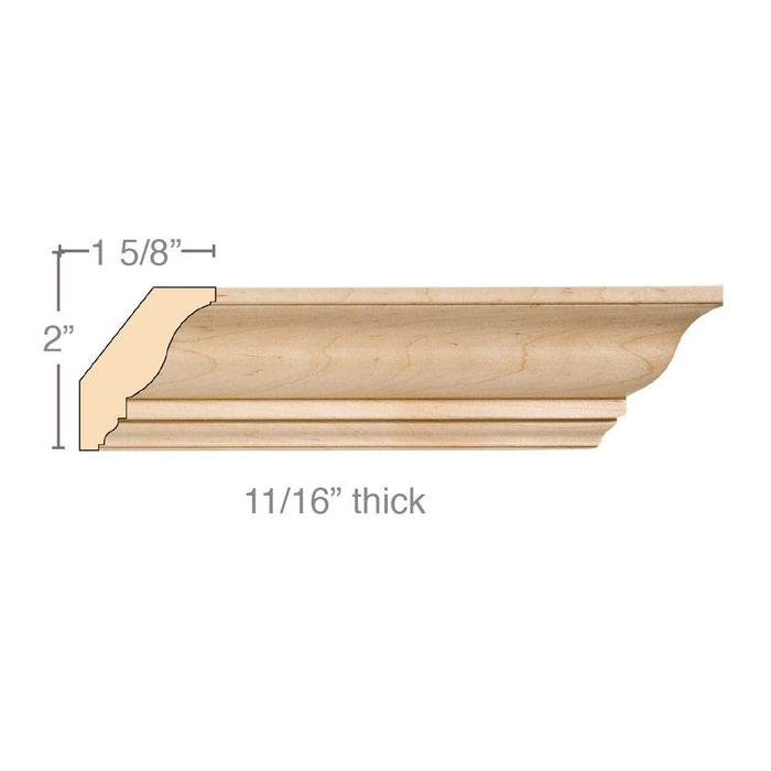 Medium Traditional Crown, 2 1/2''w x 11/16''d x 8' length, Resin is priced per 8' length Carved Mouldings White River Hardwoods