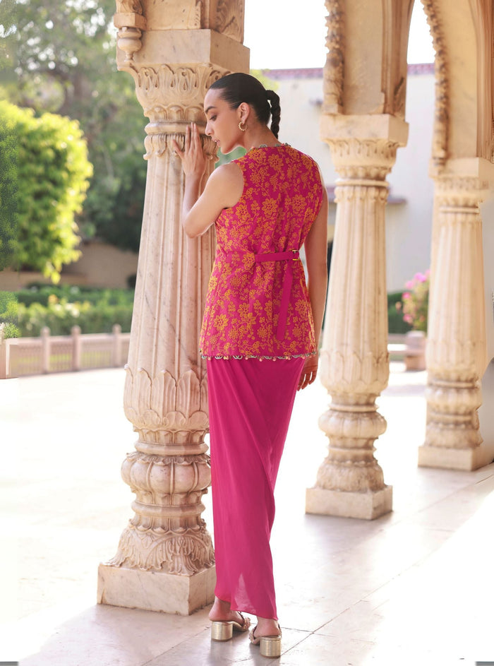 Mehira Supima Cotton Fuschia Jacket Set