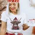 Merry Highland Cow Western Christmas Women's T-shirt - Trendznmore