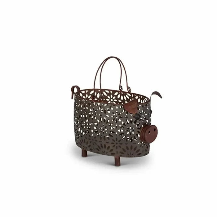Metal Pig Baskets Decor Black 12044923