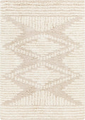 Modern Geometrical Ivory and Beige Plush Pile Moroccan Style Area Rug - The Rug Decor