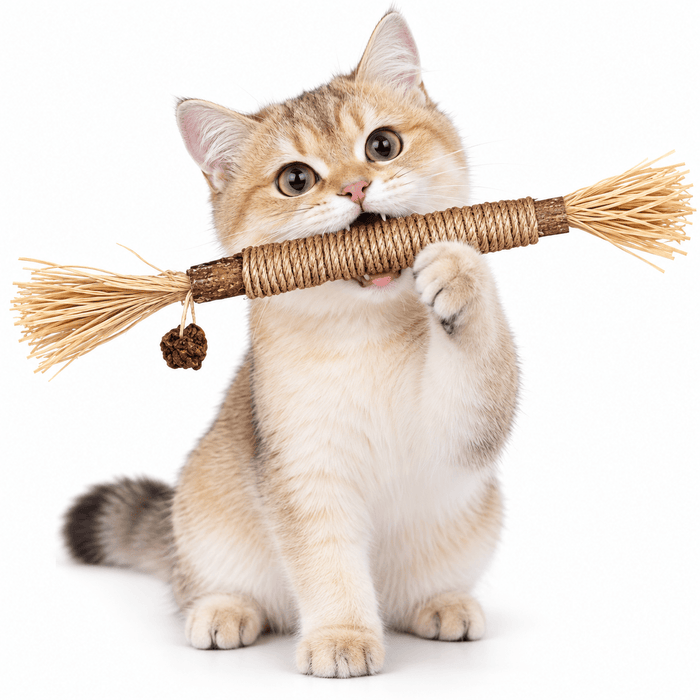 Natural Silvervine Cat Chew Stick with Sisal Rope & Raffia Fursera