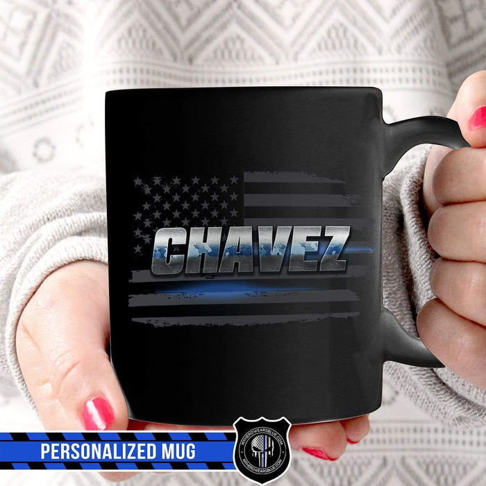 Mugs Black / 11oz Personalized Mug - Navy Camouflage Name