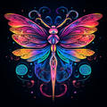 Neon Abstract Dragonfly
