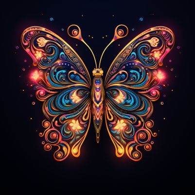 Neon Glowing Butterfly
