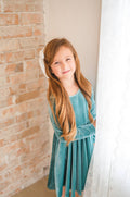 Ollie Jay - Gwendolyn Dress in Aspen Blue Velvet: 12/18 mo