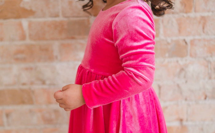 Ollie Jay - Gwendolyn Dress in Hot Pink Velvet: 18/24m