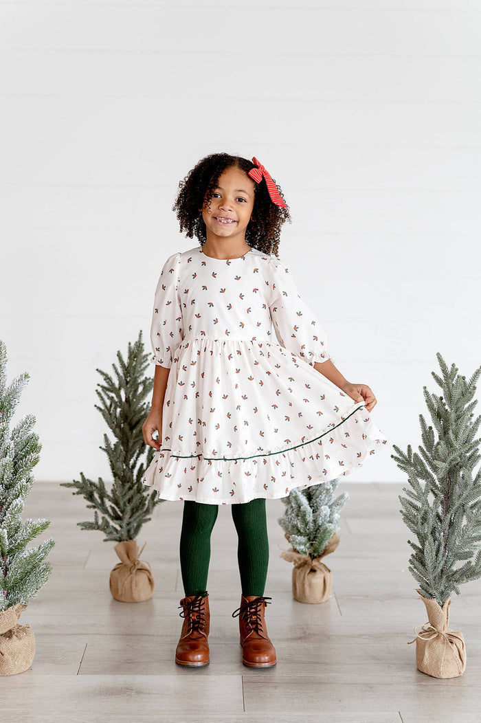 Ollie Jay - Kiki Dress in Holly Berry | Poplin Cotton Dress: 2