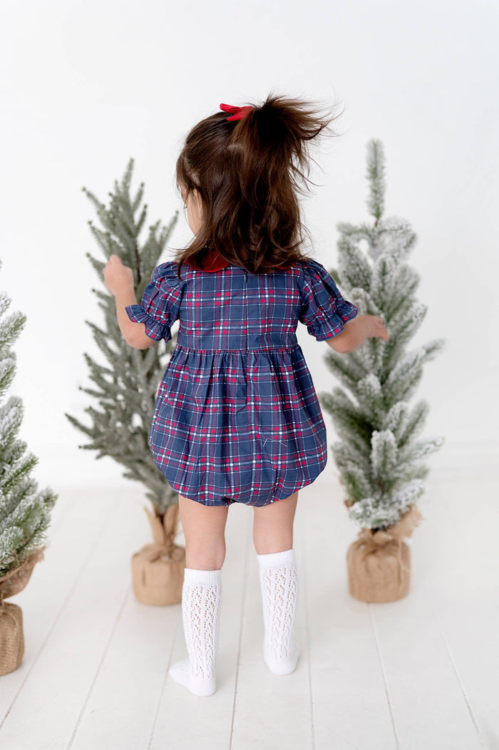 Ollie Jay - Quinn Collared Bubble in Holiday Plaid | Poplin Cotton: 18/24m