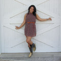 Orange & Navy "Peek-A-Boo Back" Dress