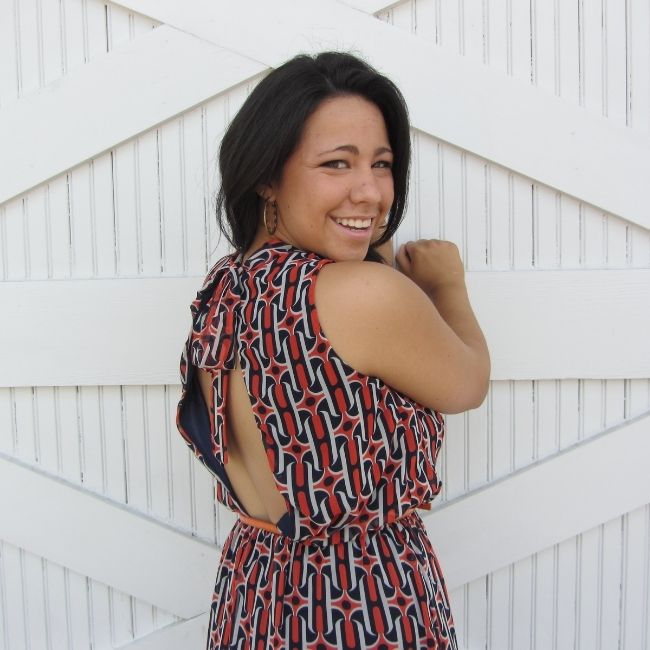 Orange & Navy "Peek-A-Boo Back" Dress