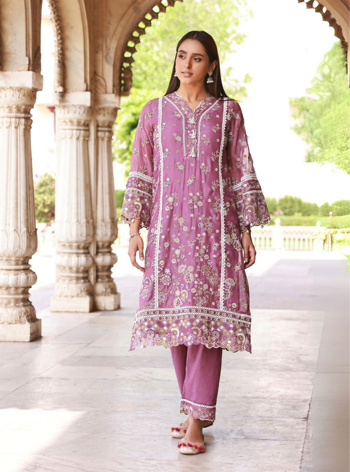 Oryani Organza Grape Kurta Set