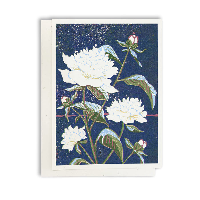 Peonies greeting card by Natalia Wohletz of Peninsula Prints.