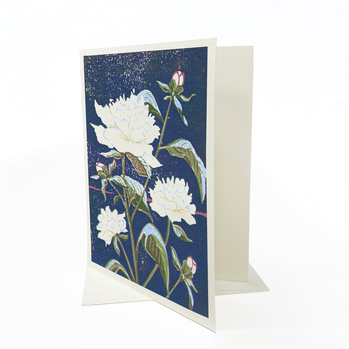 Peonies greeting card by Natalia Wohletz of Peninsula Prints.