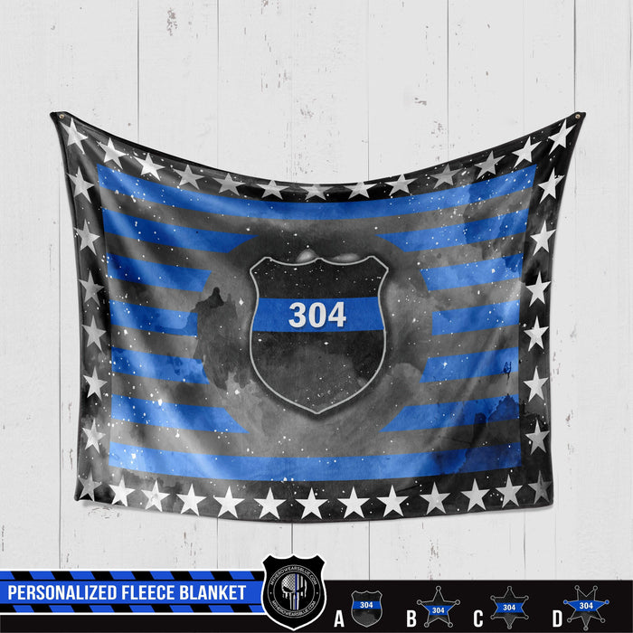 Fleece Blanket 60" x 80" - BEST SELLER Personalized Fleece Blanket - Galaxy Nation Flag Pattern - Police