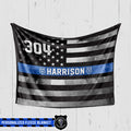 Fleece Blanket 60" x 80" - BEST SELLER Personalized Fleece Blanket - Galaxy Thin Line - Police