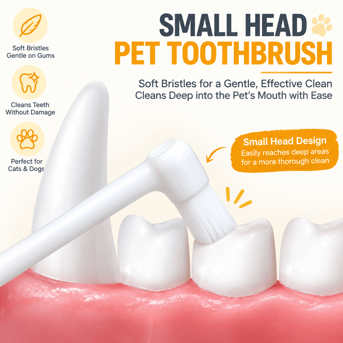 Pet Dental Toothbrush 2-Pack – Flat & Pointed Brush Heads for Cat & Dog Teeth Cleaning Fursera