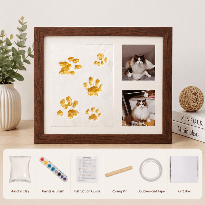 Pet Paw Print Frame Kit – Personalized Pet Memorial Keepsake with Photo Display Fursera