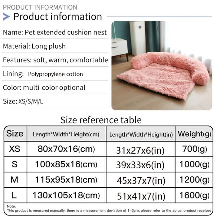 Pet Sofa Bed – Soft Plush Cushion & Blanket for Dogs & Cats