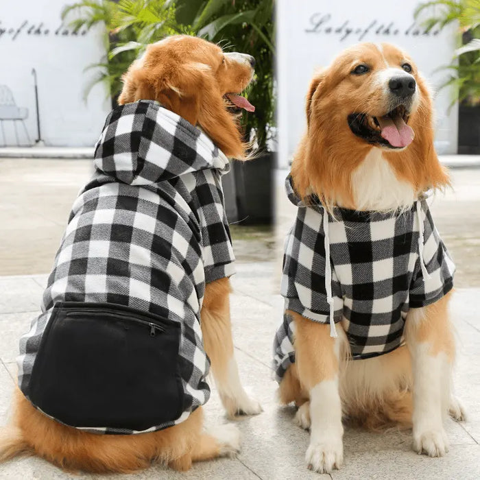 Pet Sweatshirt – Plaid Hoodie with Pocket for Dogs & Cats