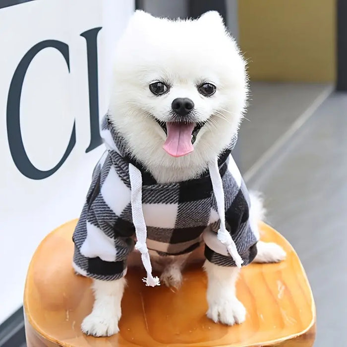 Pet Sweatshirt – Plaid Hoodie with Pocket for Dogs & Cats